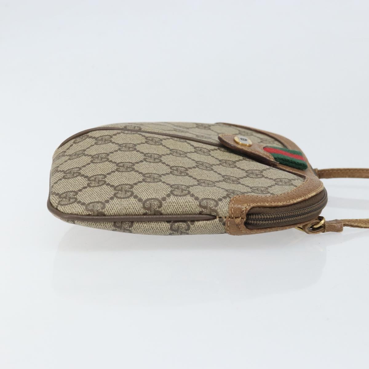 GUCCI GG Supreme Web Sherry Line Bag PVC Beige Gold 68 02 047 Auth 172006
