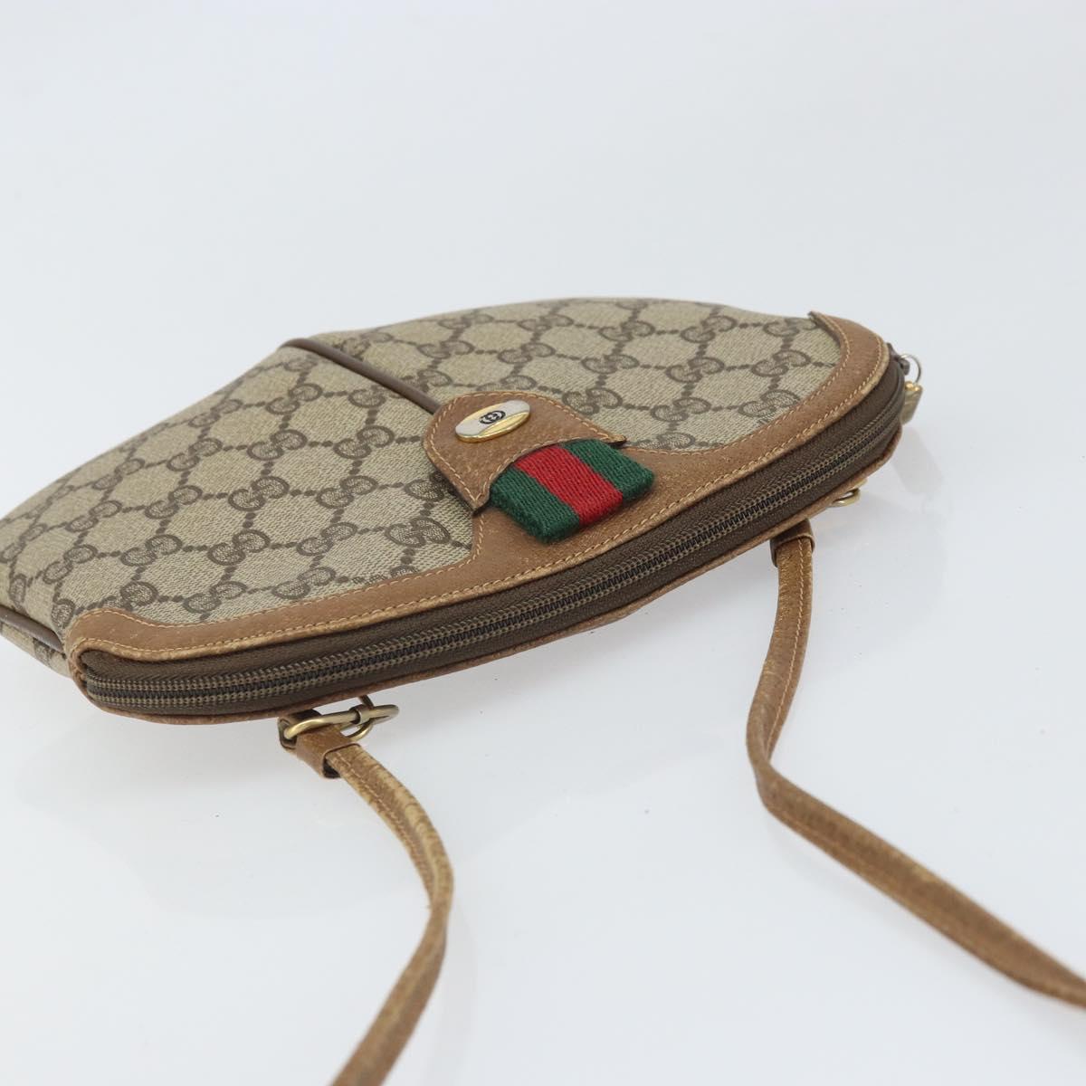 GUCCI GG Supreme Web Sherry Line Bag PVC Beige Gold 68 02 047 Auth 172006