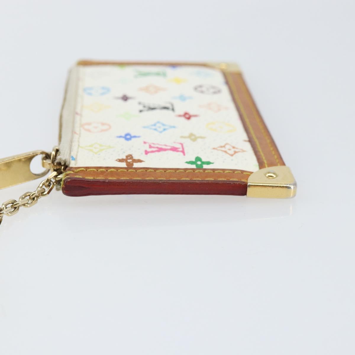 LOUIS VUITTON Monogram Multicolor Pochette Cles Purse White M92655 Auth 172025