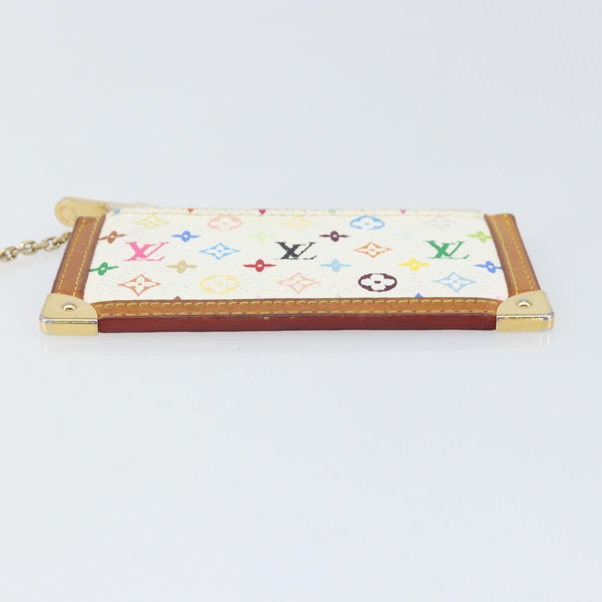 LOUIS VUITTON Monogram Multicolor Pochette Cles Purse White M92655 Auth 172025