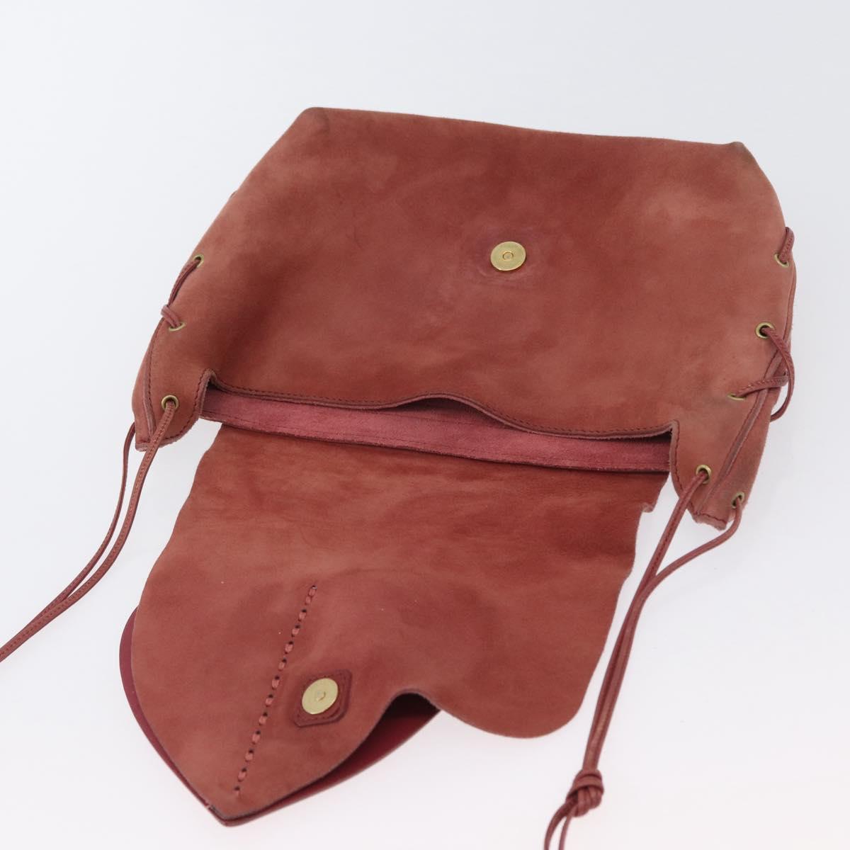 GUCCI Shoulder Bag Suede Pink Gold 95107 Auth 172039