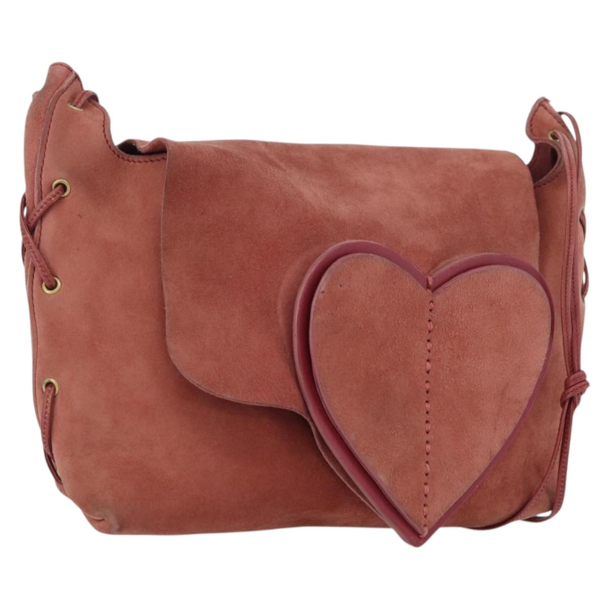 GUCCI Shoulder Bag Suede Pink Gold 95107 Auth 172039