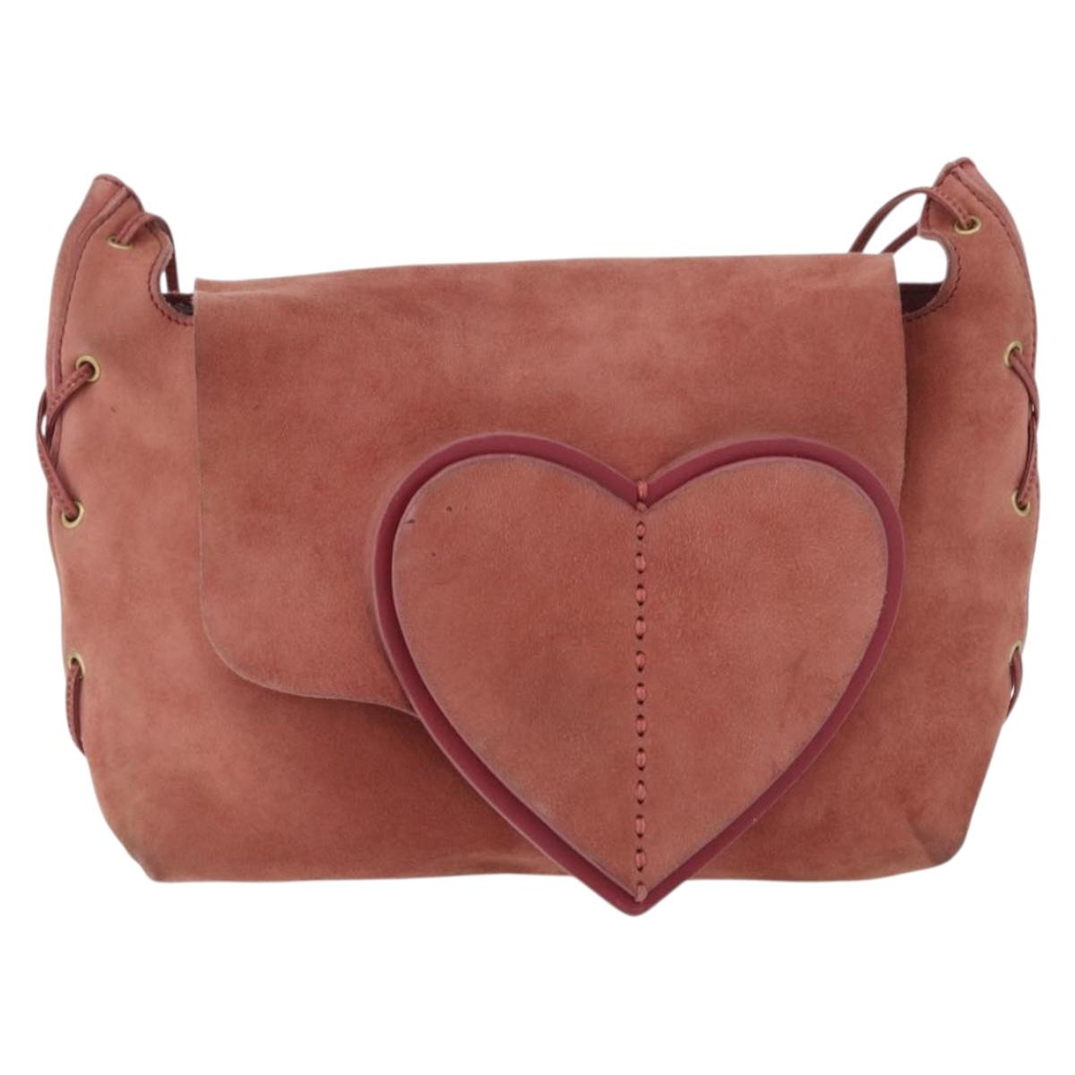 GUCCI Shoulder Bag Suede Pink Gold 95107 Auth 172039