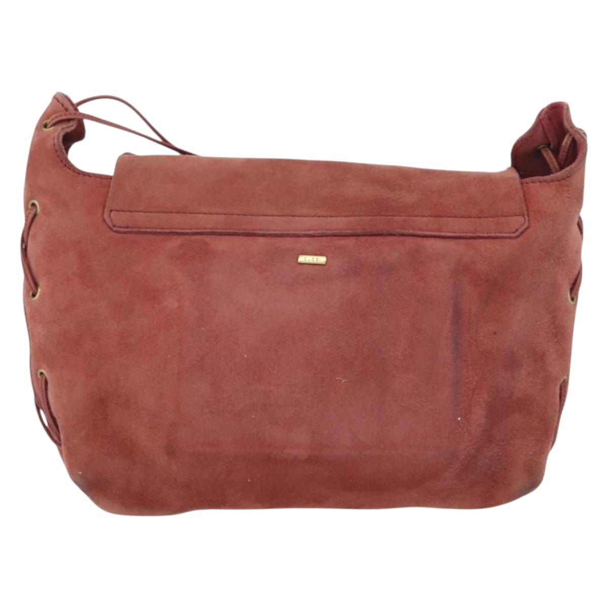 GUCCI Shoulder Bag Suede Pink Gold 95107 Auth 172039