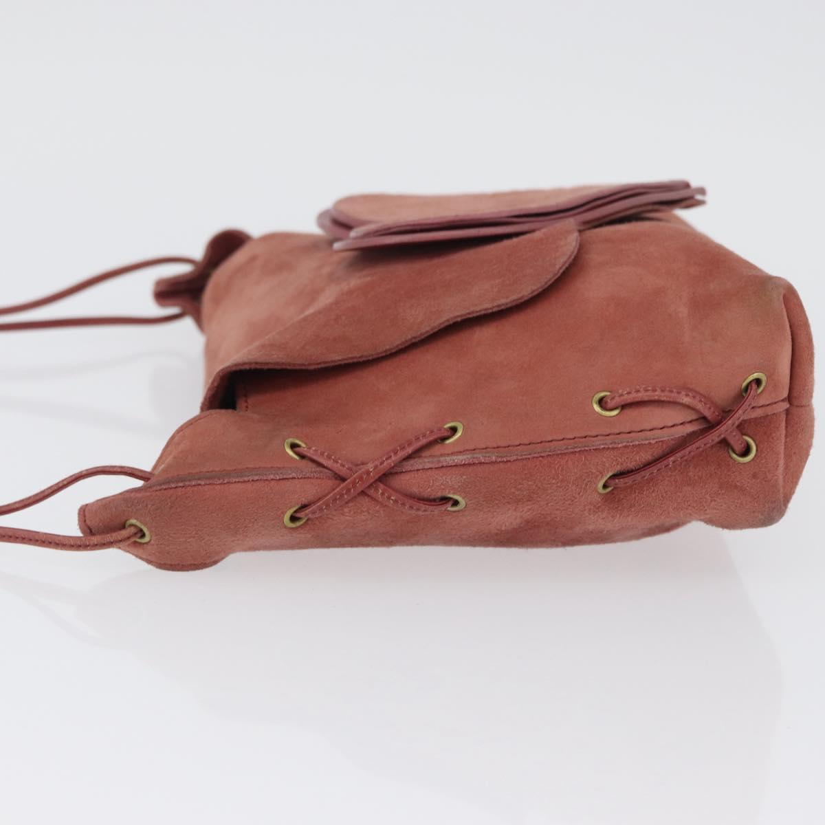 GUCCI Shoulder Bag Suede Pink Gold 95107 Auth 172039