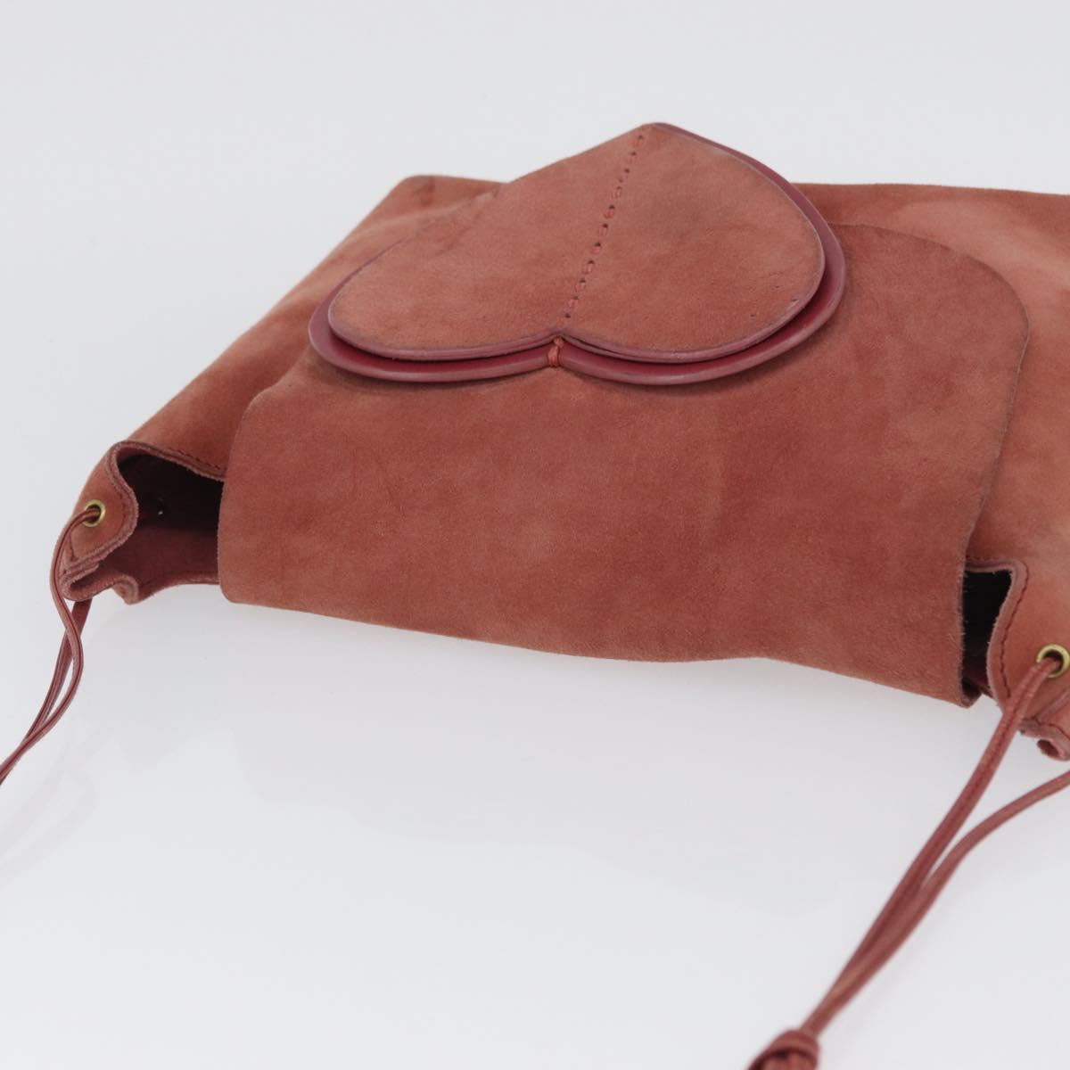 GUCCI Shoulder Bag Suede Pink Gold 95107 Auth 172039