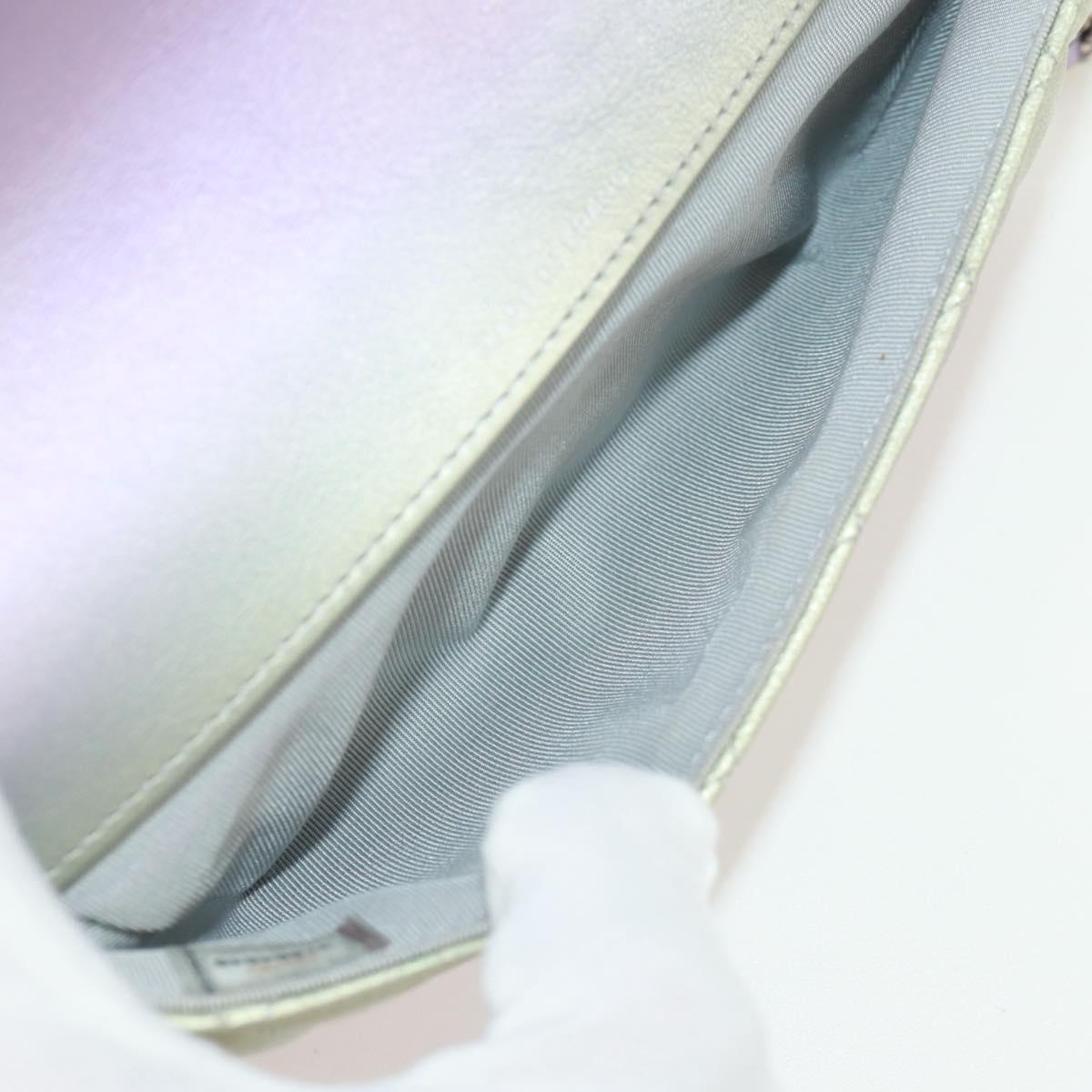 CHANEL Chain Shoulder Pouch Matelasse Leather Purple Silver CC Auth 172041SAM