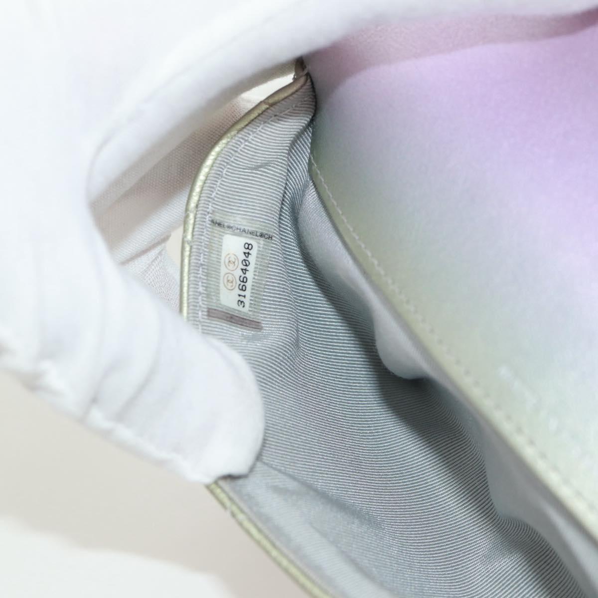 CHANEL Chain Shoulder Pouch Matelasse Leather Purple Silver CC Auth 172041SAM