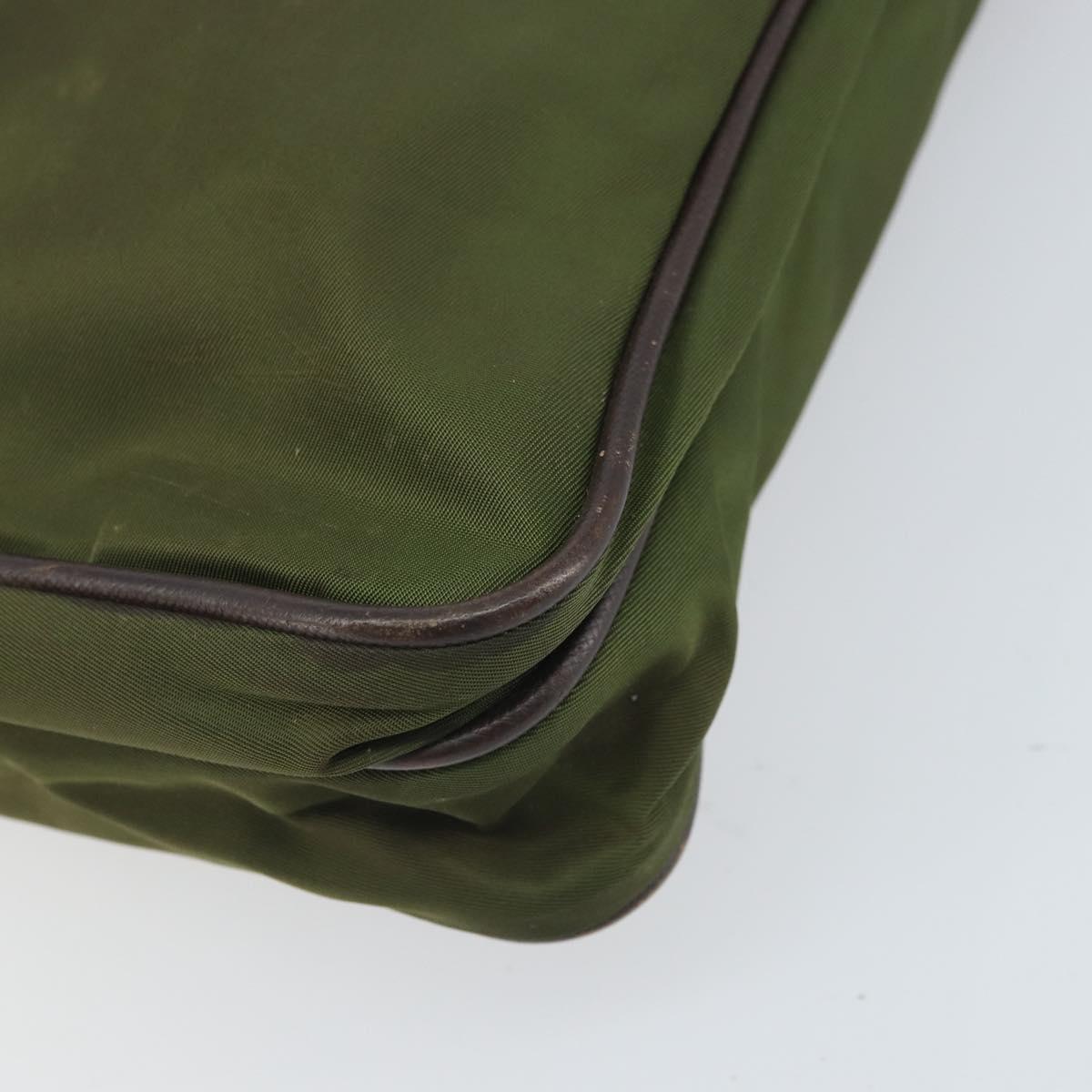 PRADA Shoulder Bag Nylon Khaki Silver Auth 172042