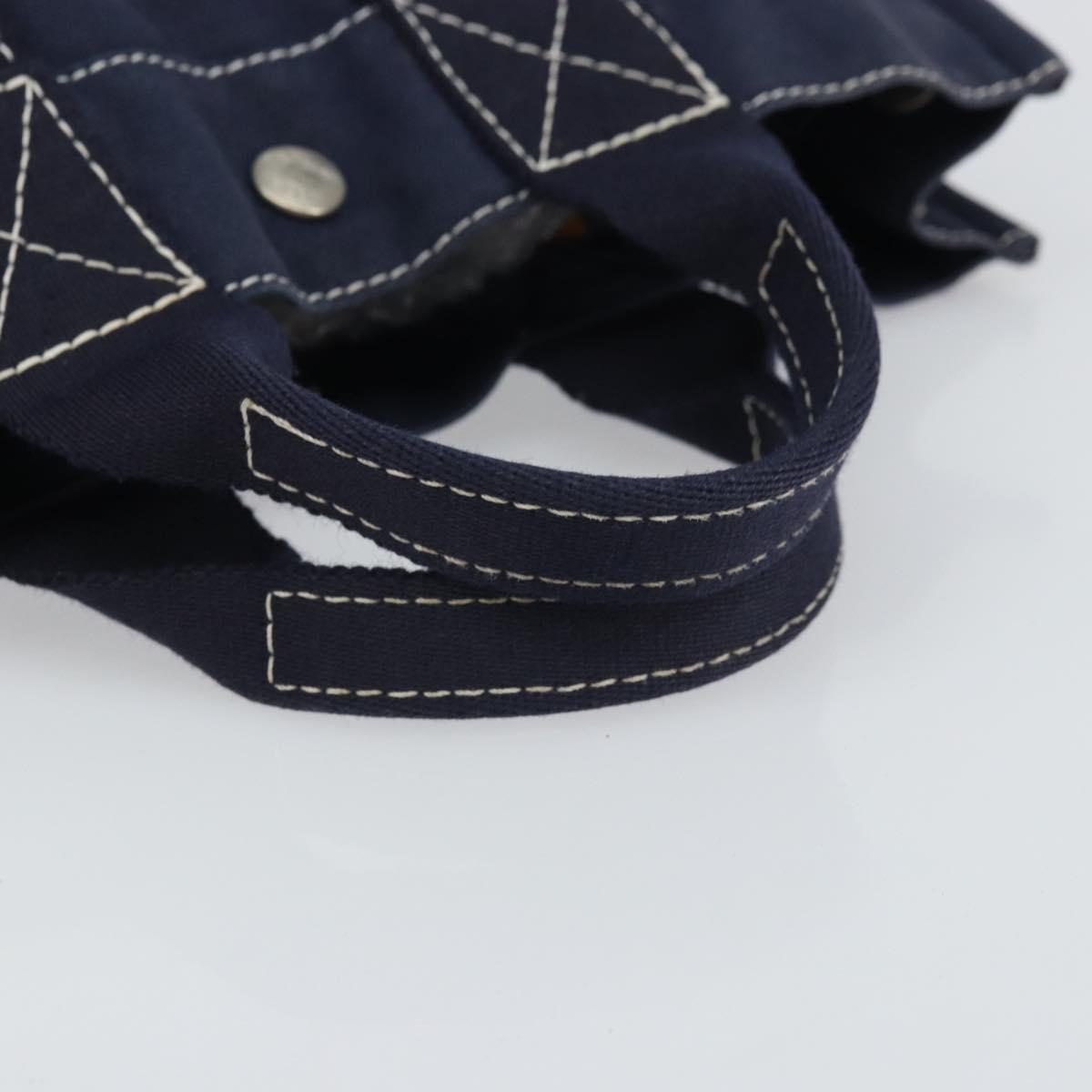 HERMES Fourre Tout PM Hand Bag Canvas Navy Silver Auth 172044