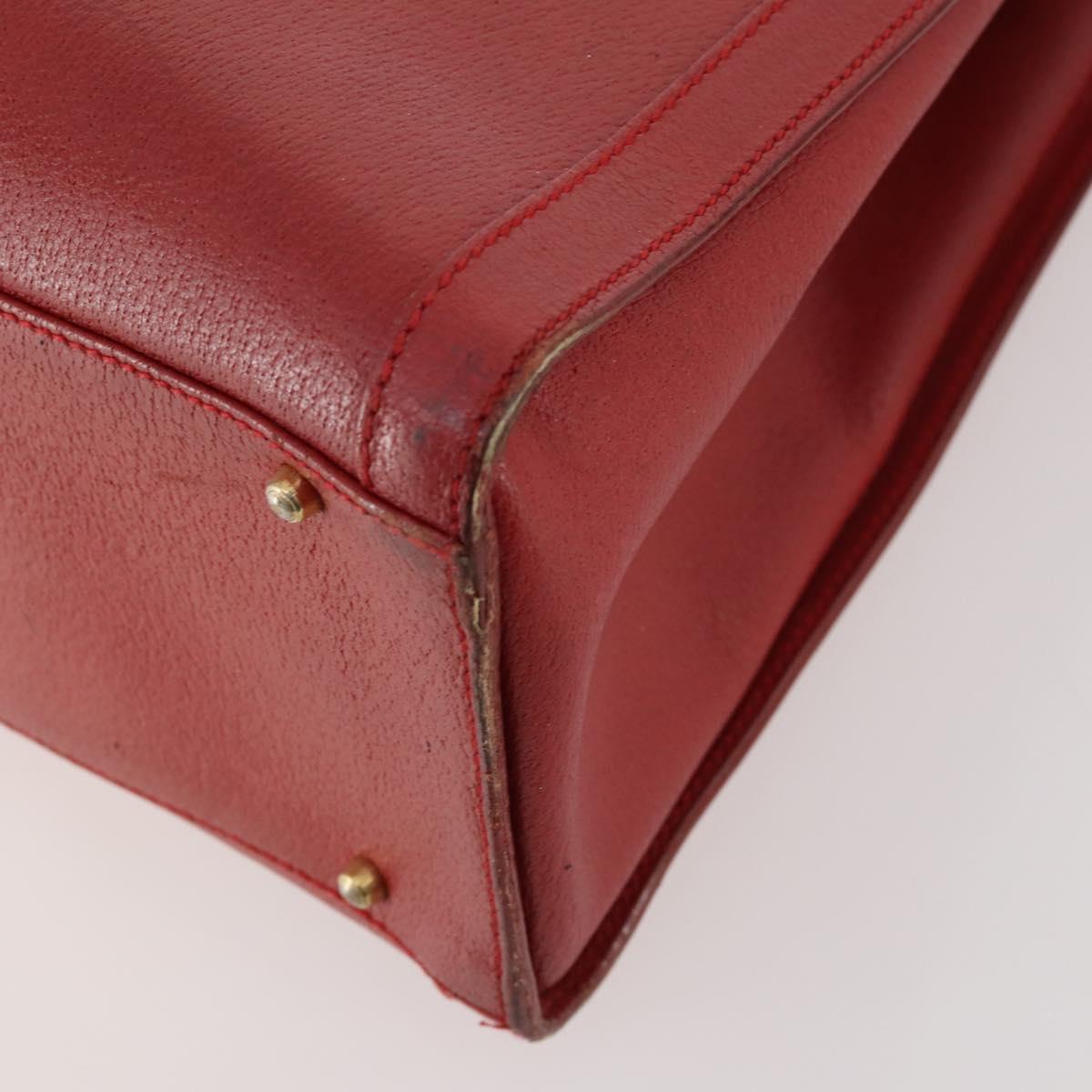 GUCCI Bamboo Hand Bag Leather Red Gold 002 1186 0260 Auth 172051