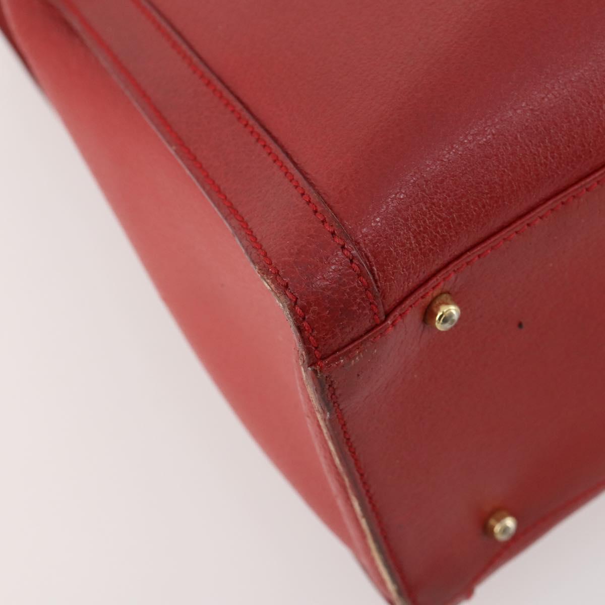 GUCCI Bamboo Hand Bag Leather Red Gold 002 1186 0260 Auth 172051