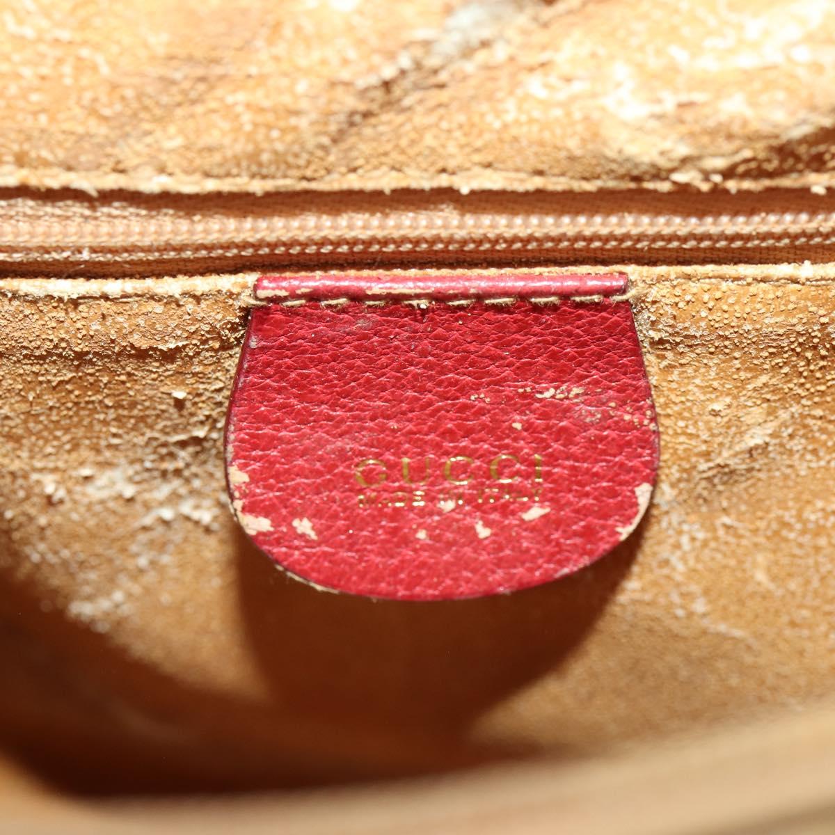 GUCCI Bamboo Hand Bag Leather Red Gold 002 1186 0260 Auth 172051