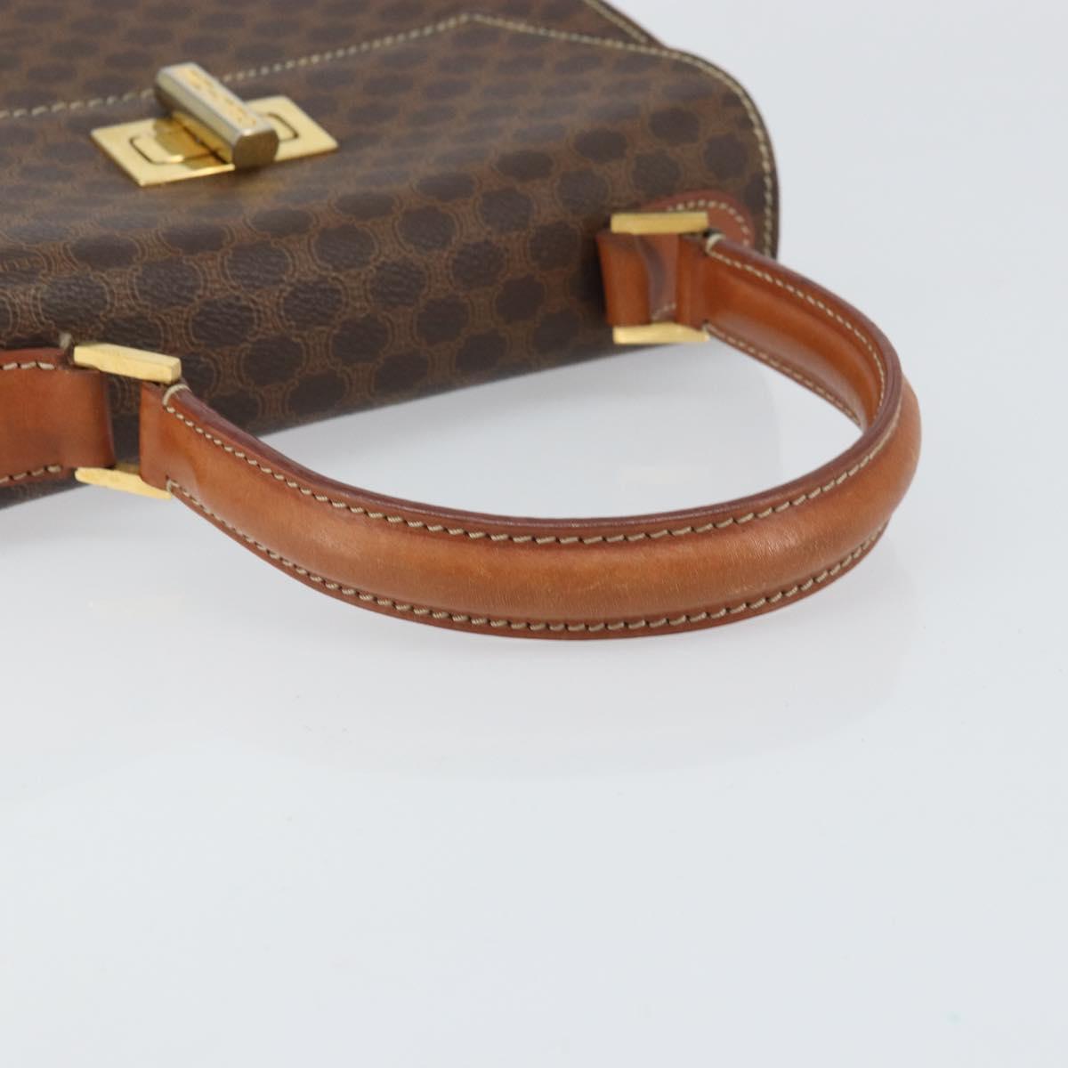 CELINE Macadam Canvas Hand Bag PVC Leather Brown Gold Auth 172055