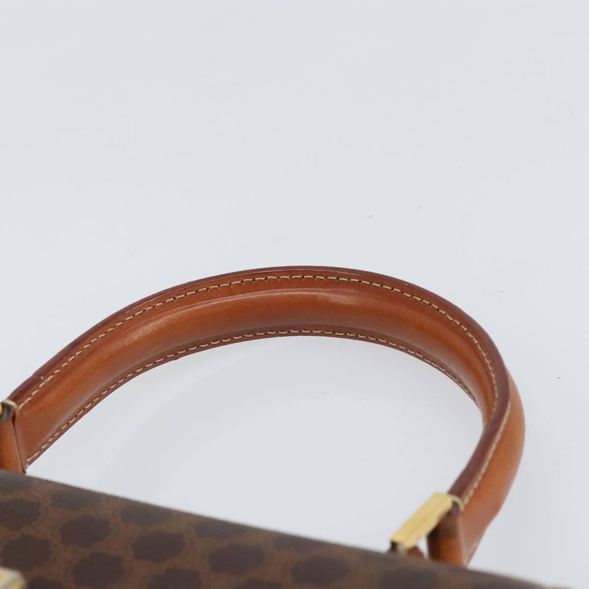CELINE Macadam Canvas Hand Bag PVC Leather Brown Gold Auth 172055