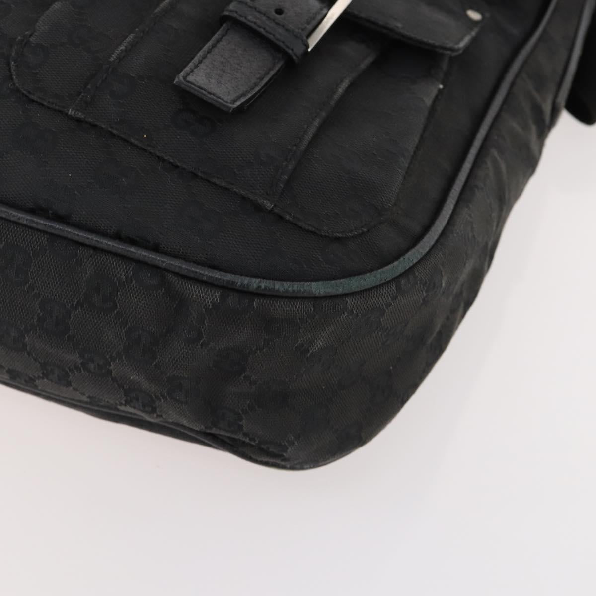 GUCCI GG Canvas Shoulder Bag Black Silver 114269 Auth 172056