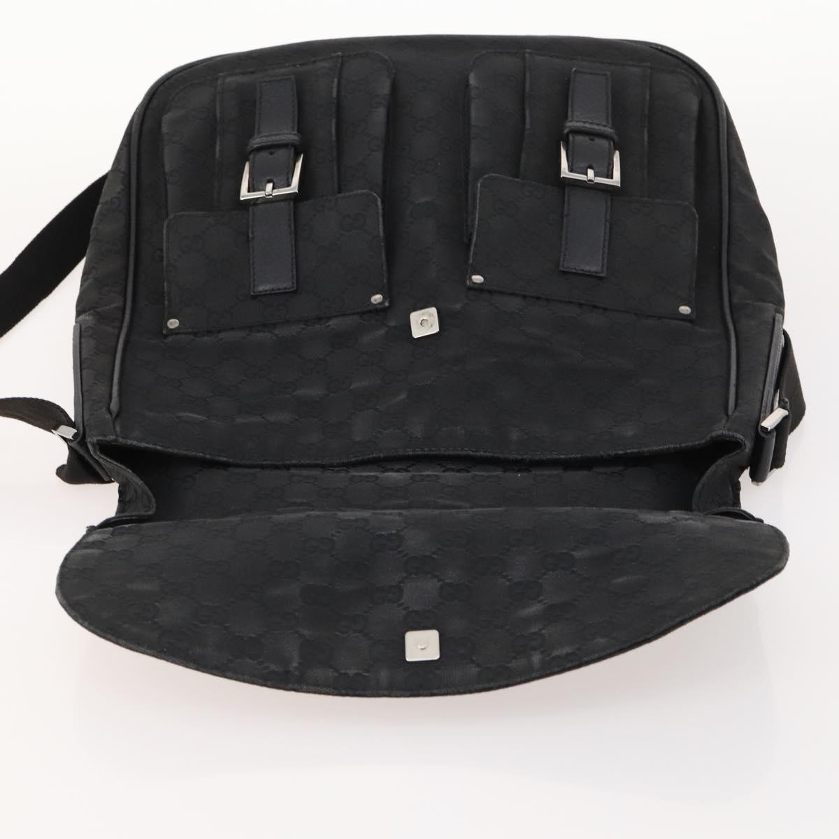 GUCCI GG Canvas Shoulder Bag Black Silver 114269 Auth 172056