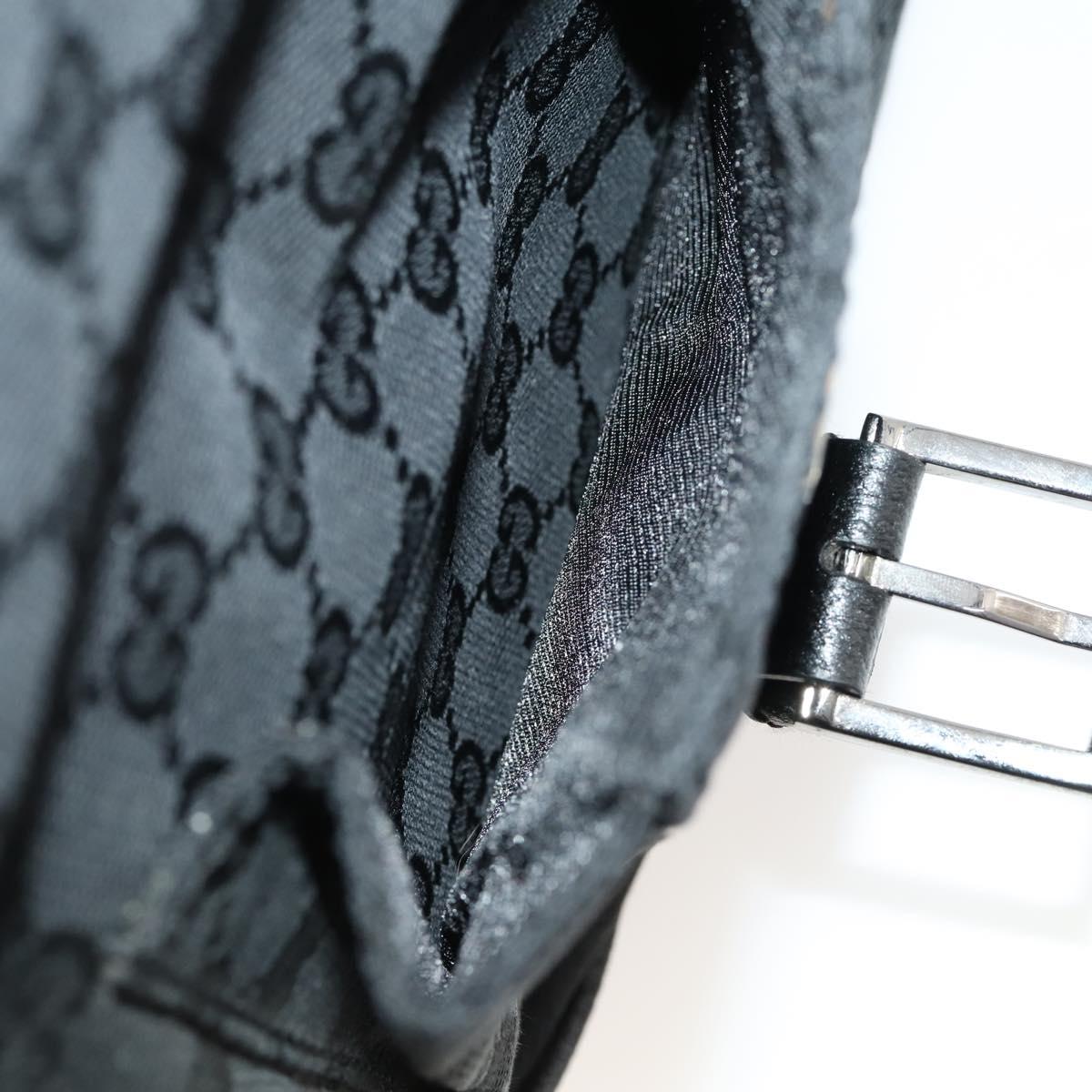 GUCCI GG Canvas Shoulder Bag Black Silver 114269 Auth 172056
