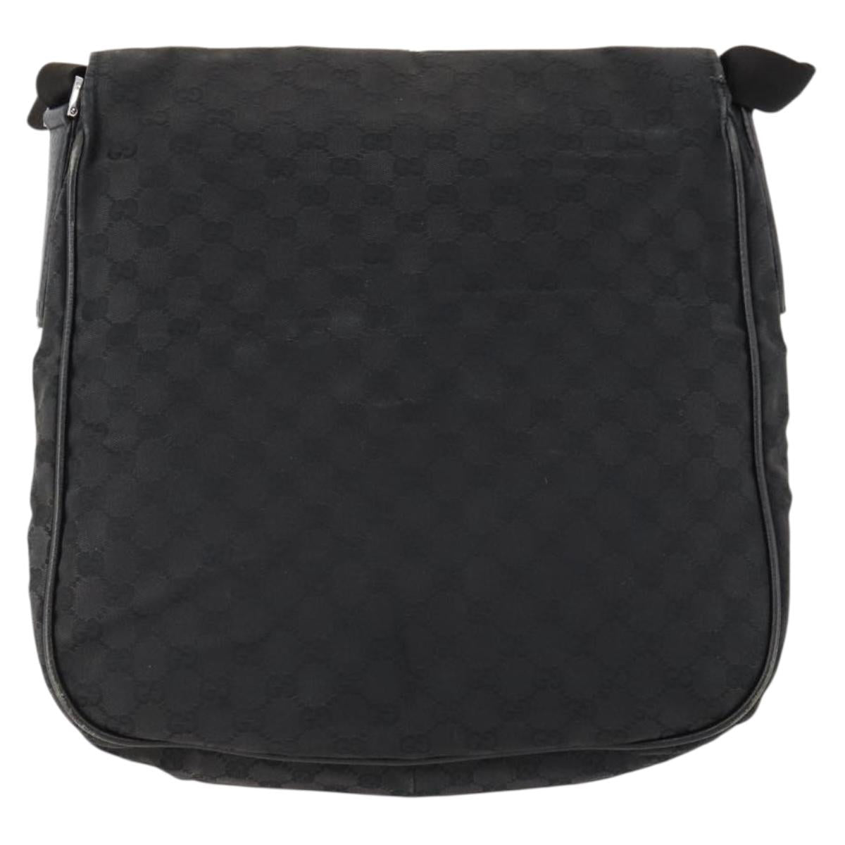 GUCCI GG Canvas Shoulder Bag Black Silver 114269 Auth 172056
