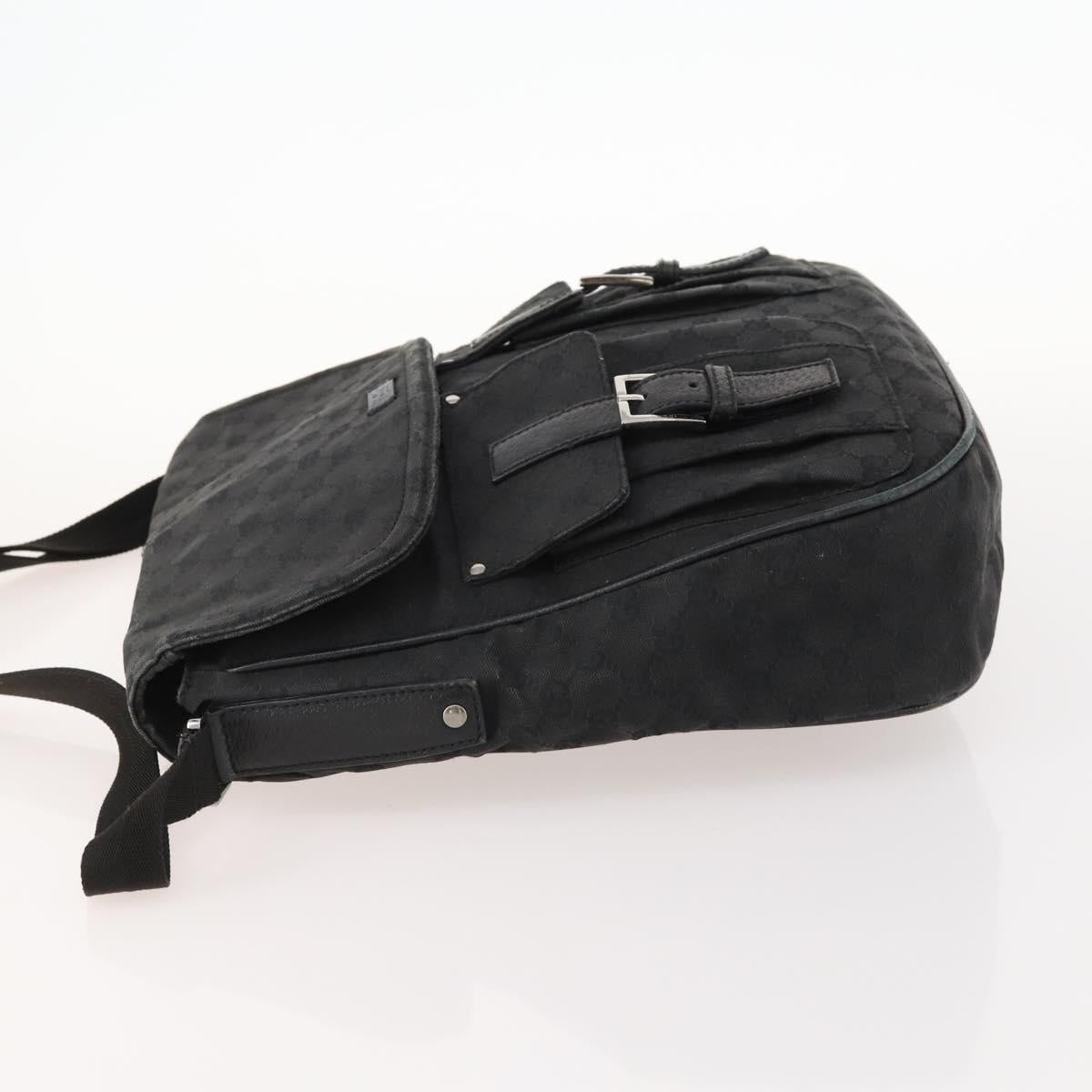 GUCCI GG Canvas Shoulder Bag Black Silver 114269 Auth 172056