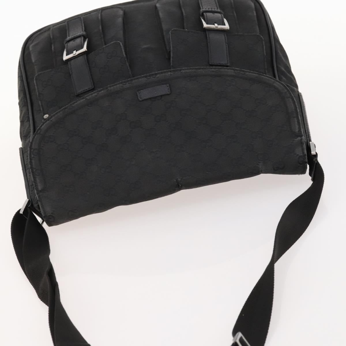 GUCCI GG Canvas Shoulder Bag Black Silver 114269 Auth 172056