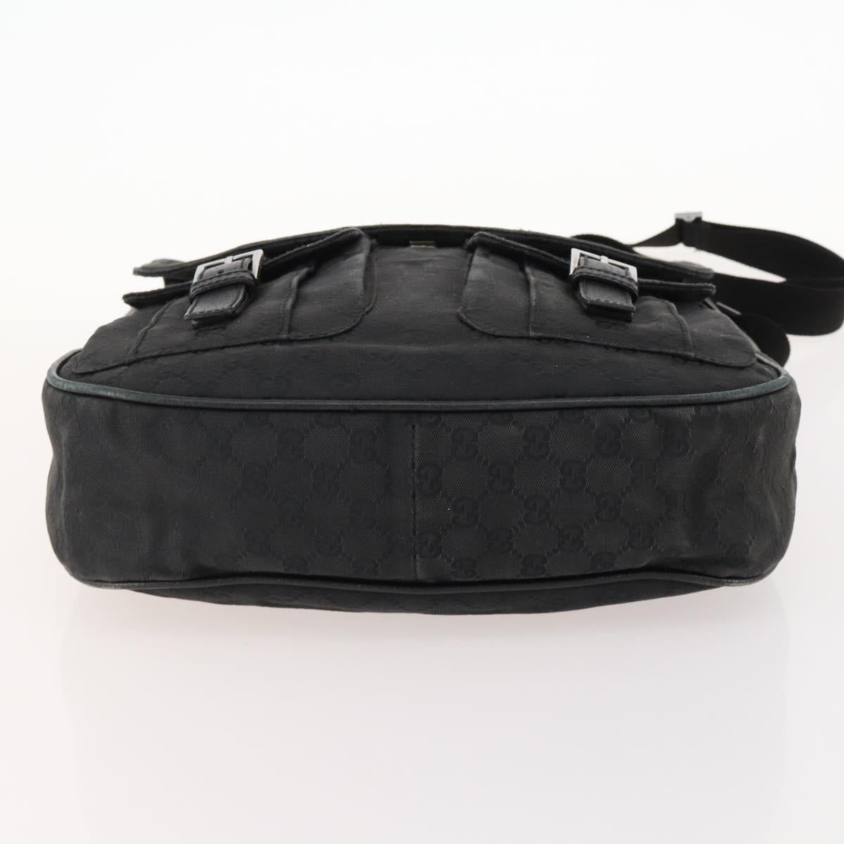 GUCCI GG Canvas Shoulder Bag Black Silver 114269 Auth 172056