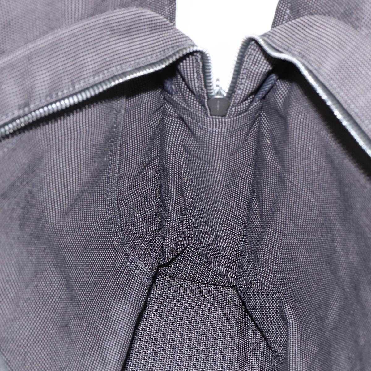 HERMES Her Line Tote MM Hand Bag Canvas Gray Silver Auth 172058