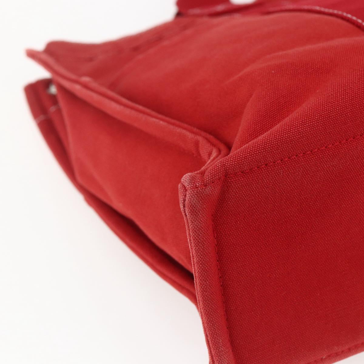 HERMES Fourre Tout MM Hand Bag Canvas Red Silver Auth 172059
