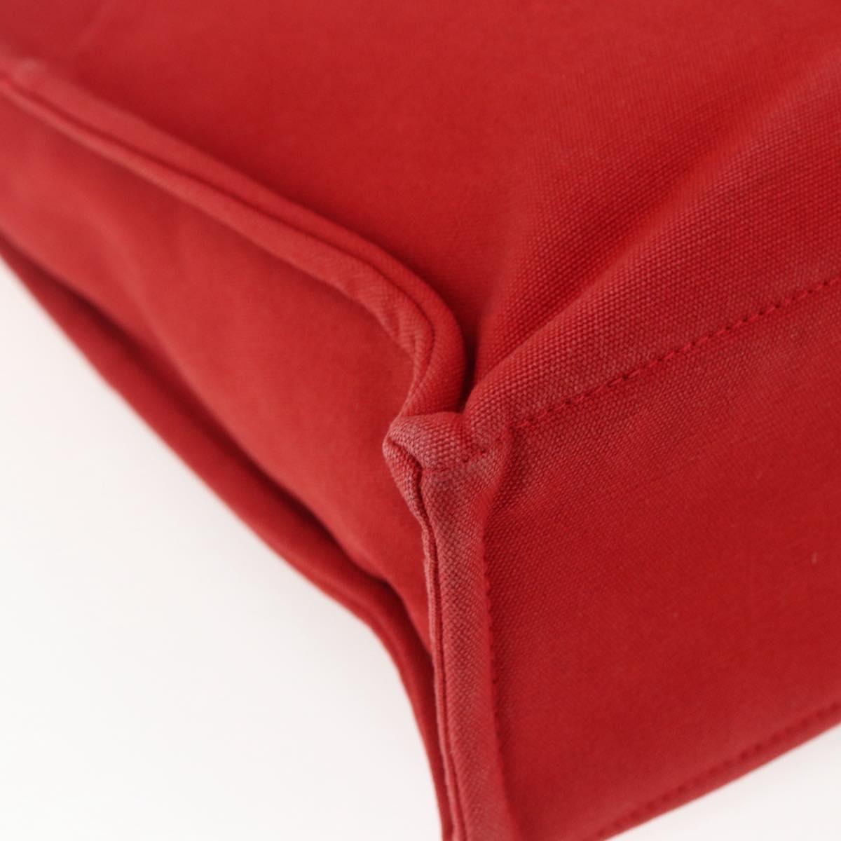HERMES Fourre Tout MM Hand Bag Canvas Red Silver Auth 172059