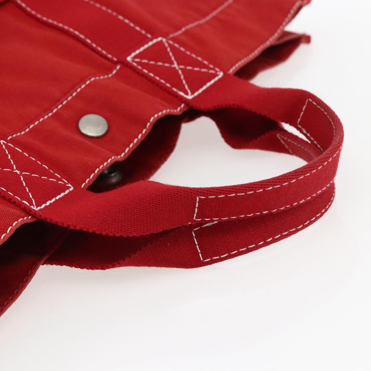 HERMES Fourre Tout MM Hand Bag Canvas Red Silver Auth 172059