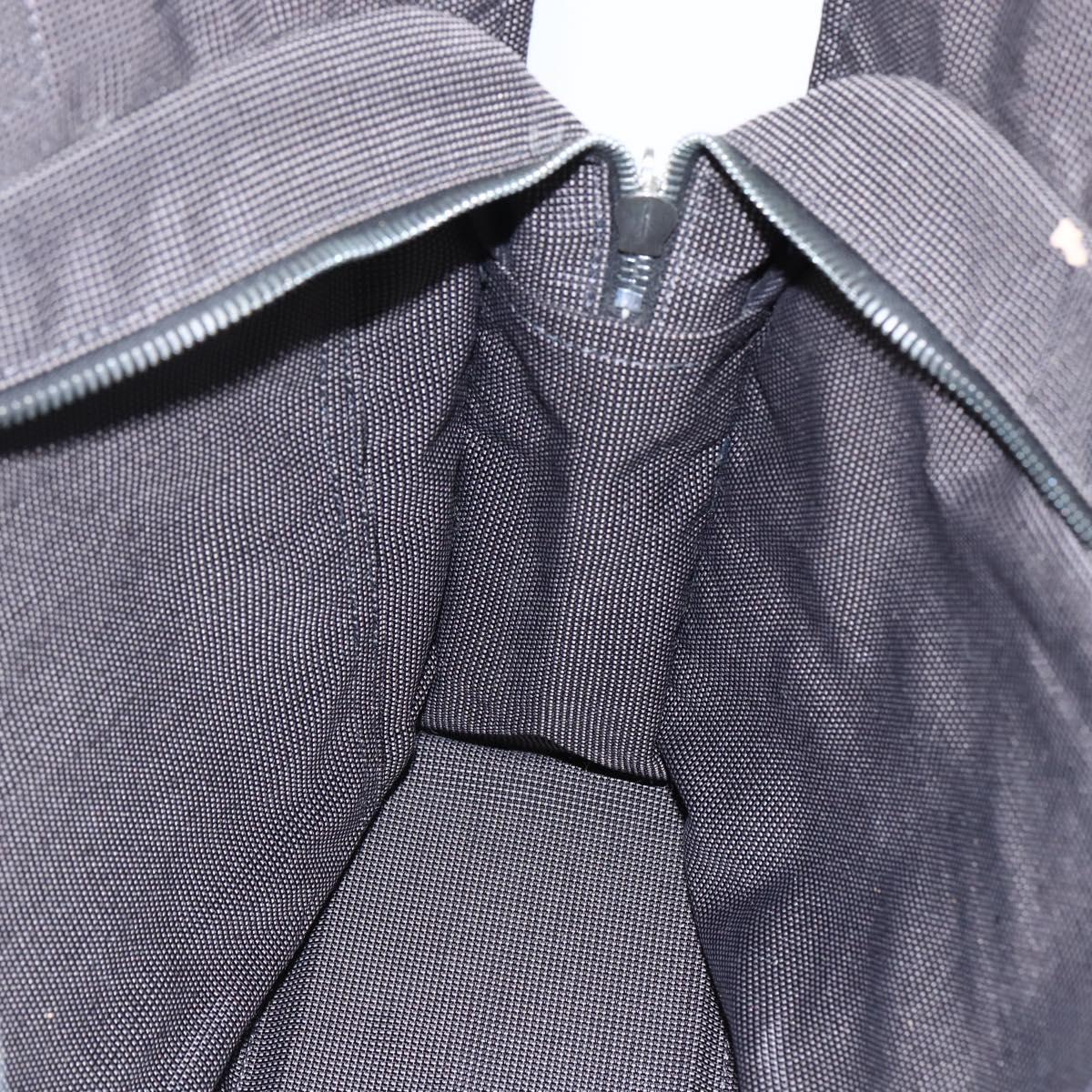 HERMES Her Line Tote MM Hand Bag Canvas Gray Silver Auth 172060