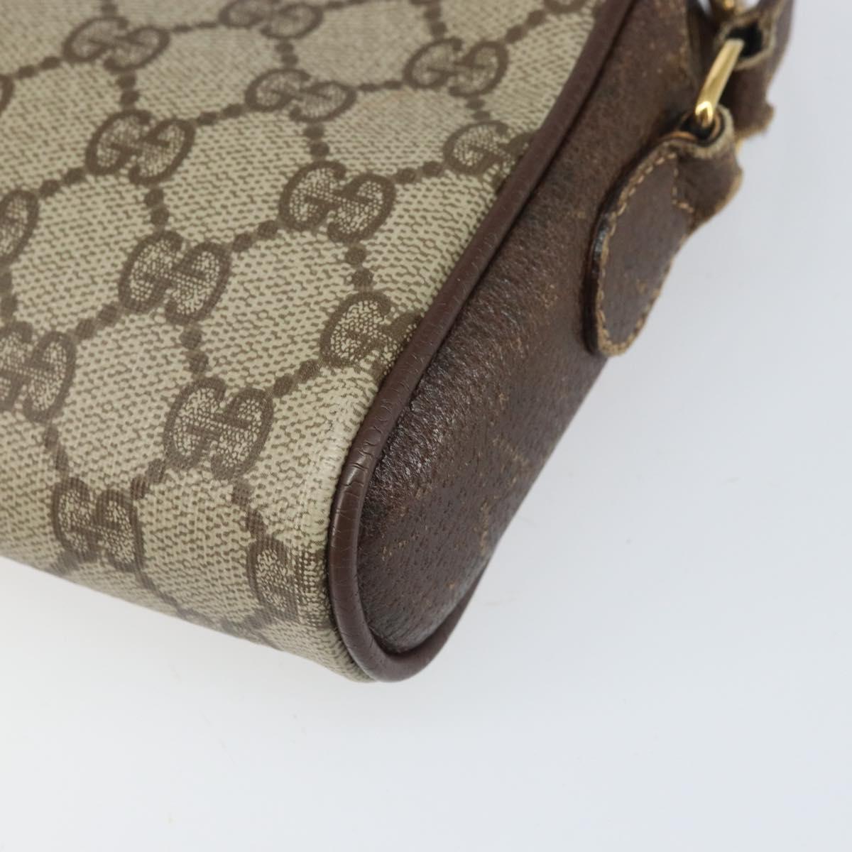 GUCCI GG Supreme Web Sherry Line Bag PVC Beige Gold 116 02 089 Auth 172071