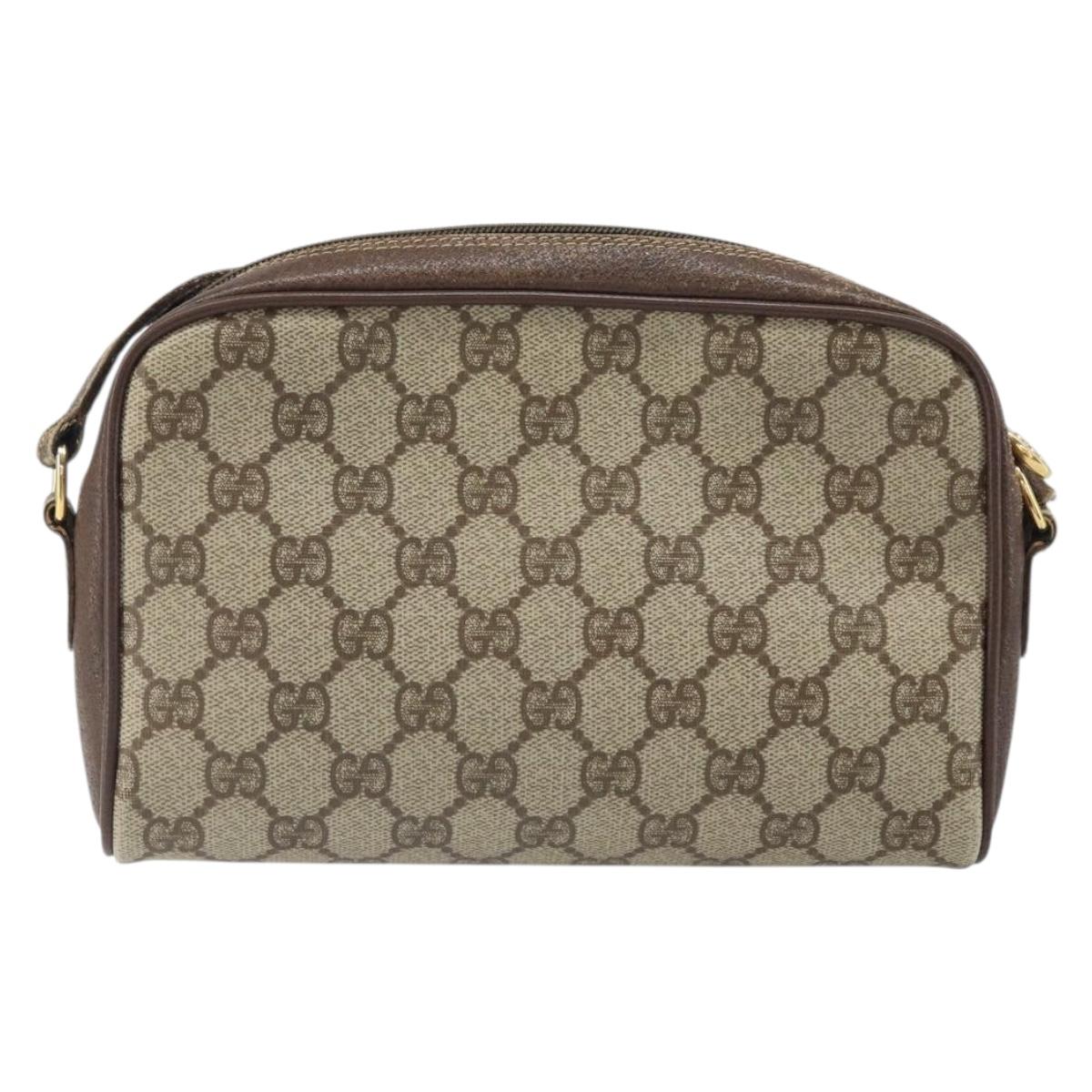 GUCCI GG Supreme Web Sherry Line Bag PVC Beige Gold 116 02 089 Auth 172071