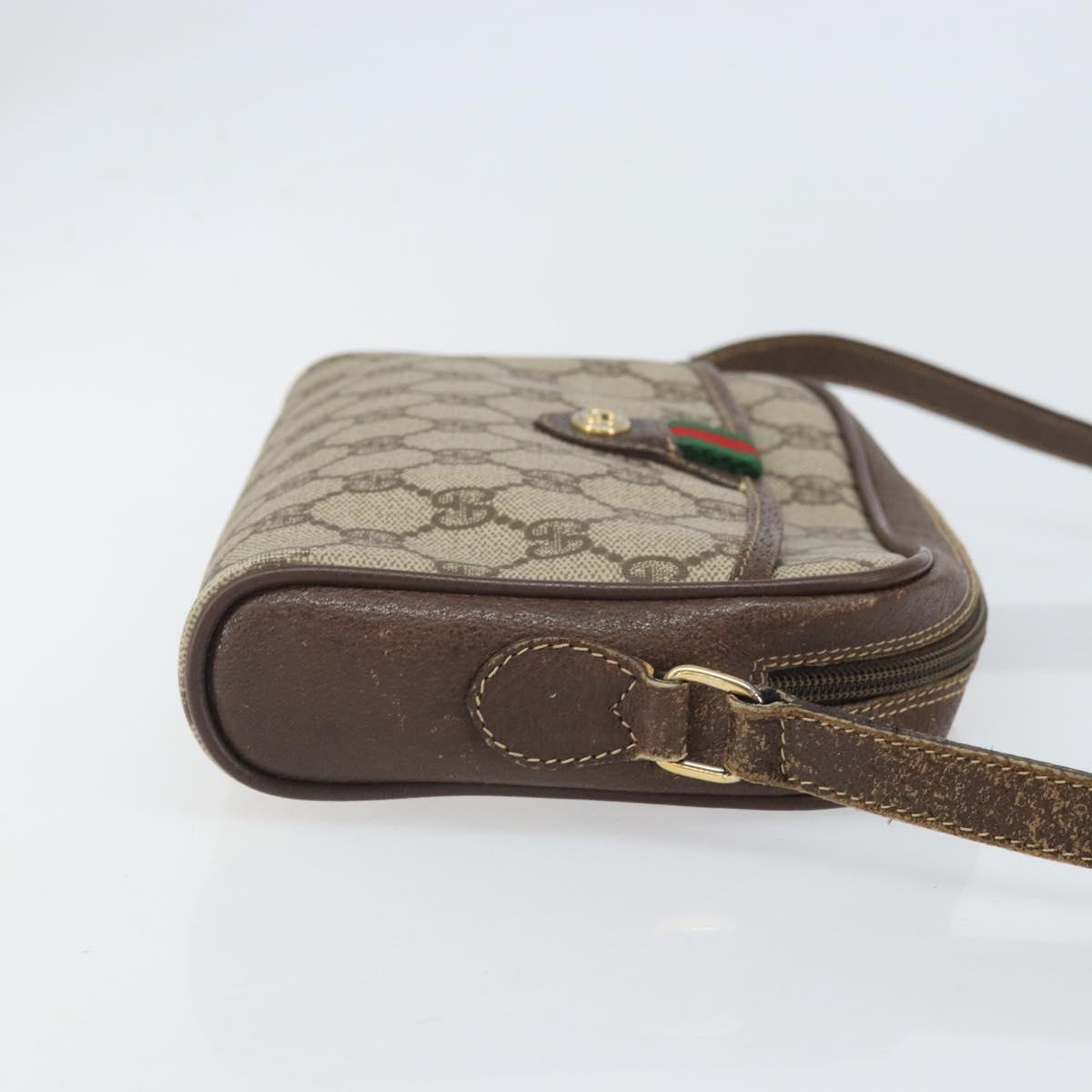 GUCCI GG Supreme Web Sherry Line Bag PVC Beige Gold 116 02 089 Auth 172071