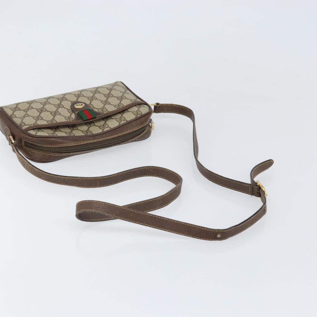GUCCI GG Supreme Web Sherry Line Bag PVC Beige Gold 116 02 089 Auth 172071
