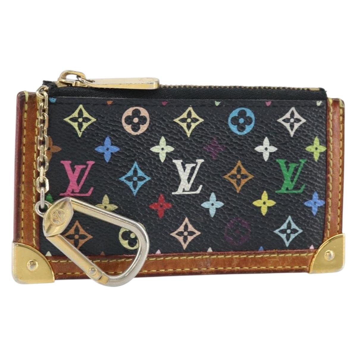 LOUIS VUITTON Multicolor Pochette Cles Coin Purse Black M13664 LV Auth 172076