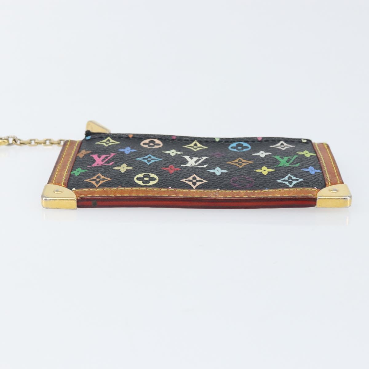 LOUIS VUITTON Multicolor Pochette Cles Coin Purse Black M13664 LV Auth 172076
