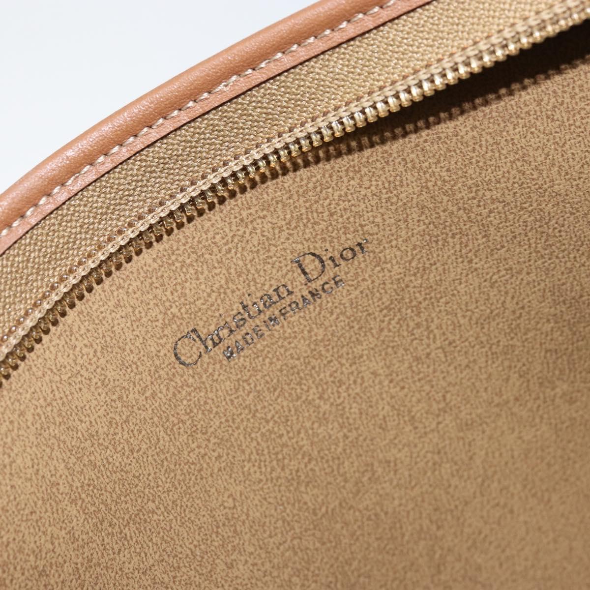 Christian Dior Honeycomb Canvas Clutch Bag PVC Beige Gold Auth 172084