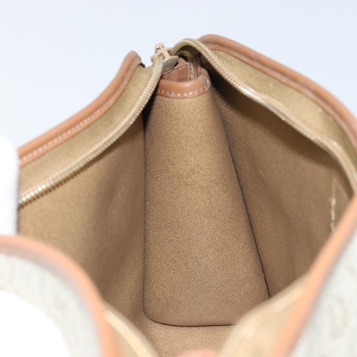 Christian Dior Honeycomb Canvas Clutch Bag PVC Beige Gold Auth 172084