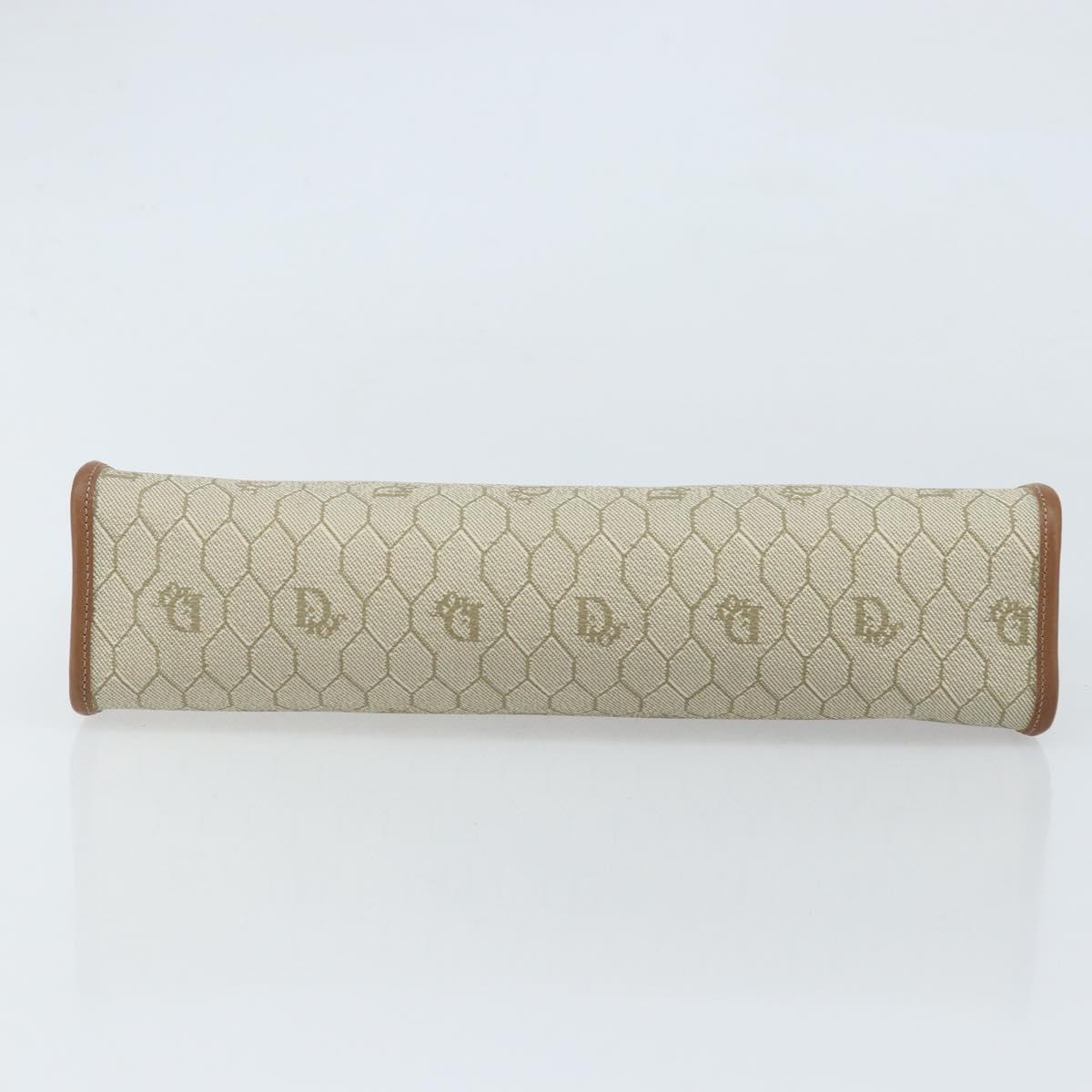 Christian Dior Honeycomb Canvas Clutch Bag PVC Beige Gold Auth 172084