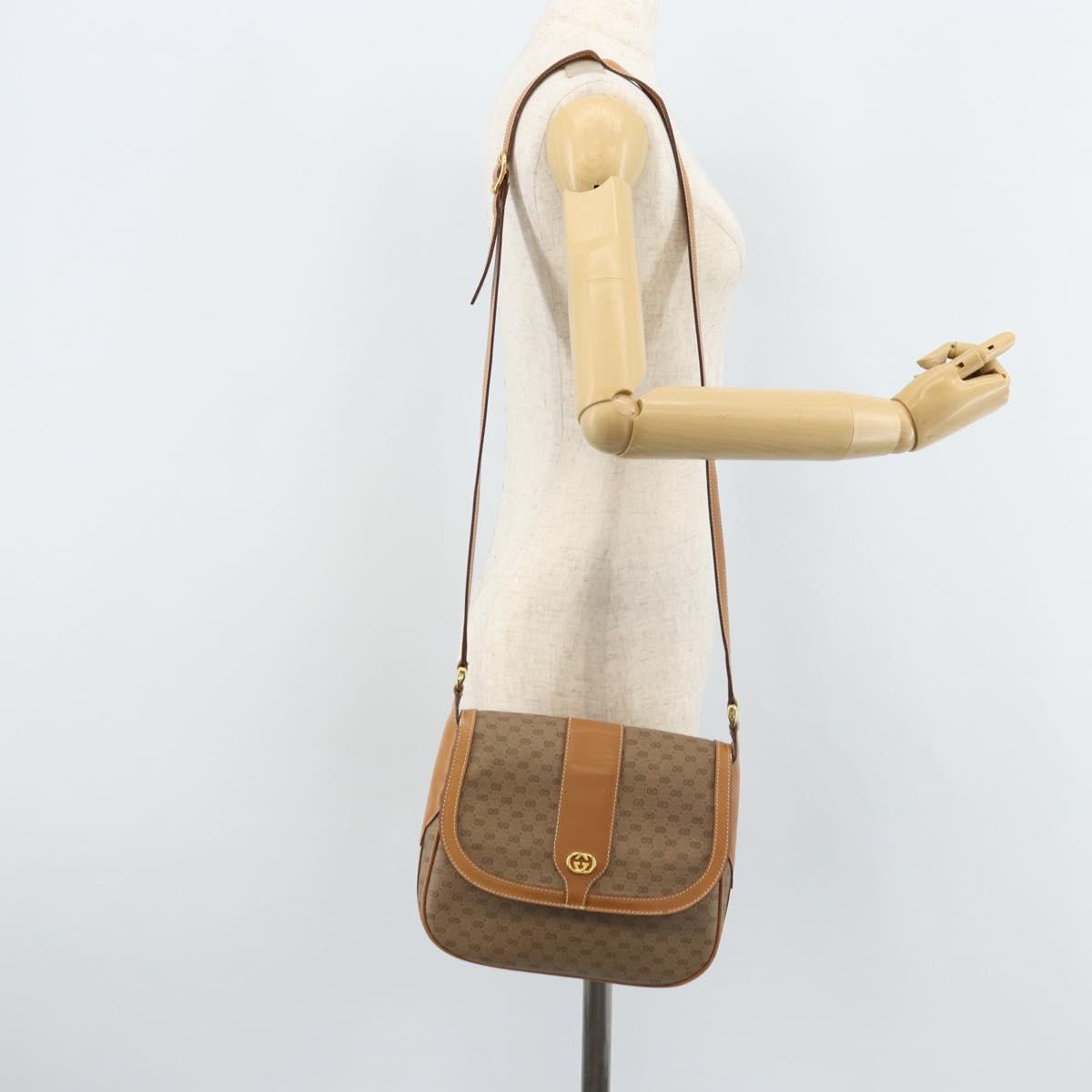 GUCCI Micro GG Supreme Shoulder Bag PVC Beige Gold 001 41 4425 Auth 172085