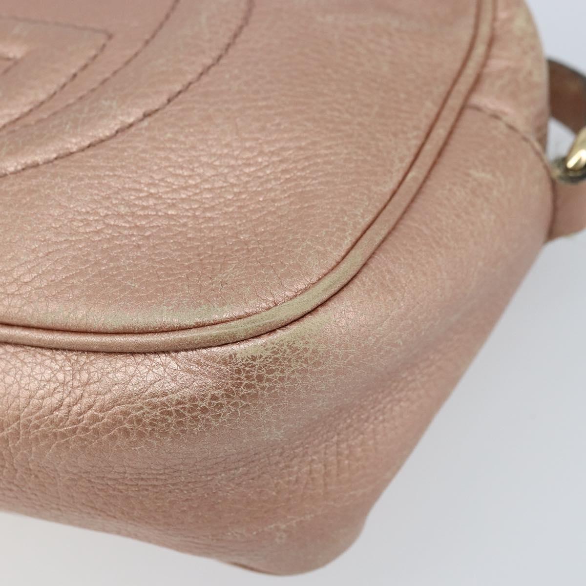 GUCCI Shoulder Bag Leather Pink Gold 308364 Auth 172086A