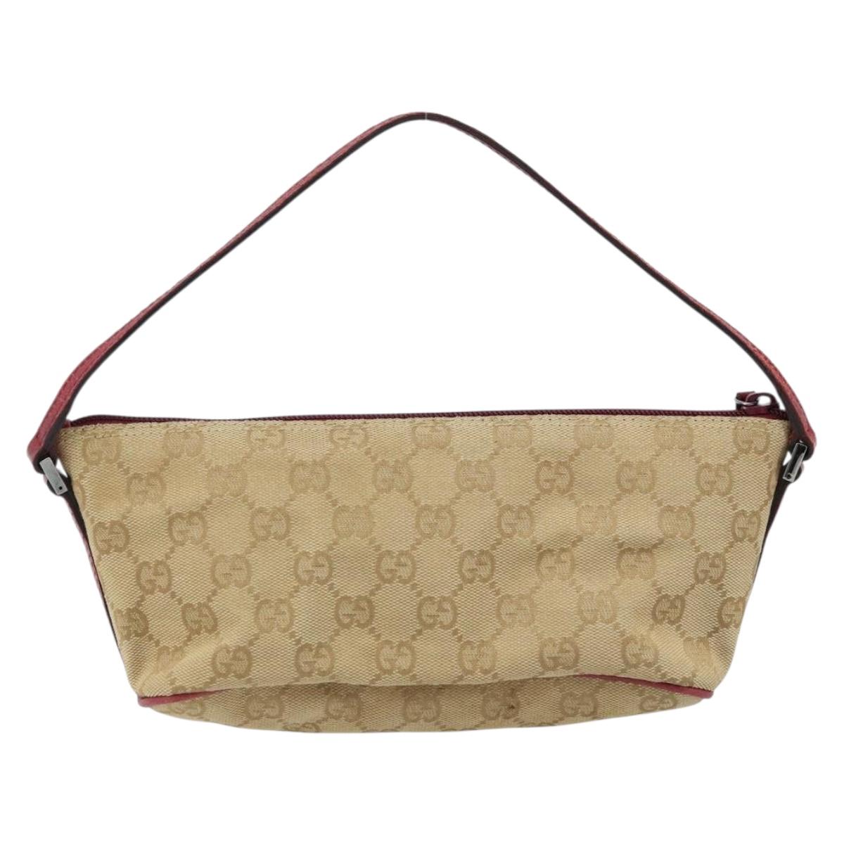 GUCCI GG Canvas Hand Bag Beige Silver 07198 Auth 172088