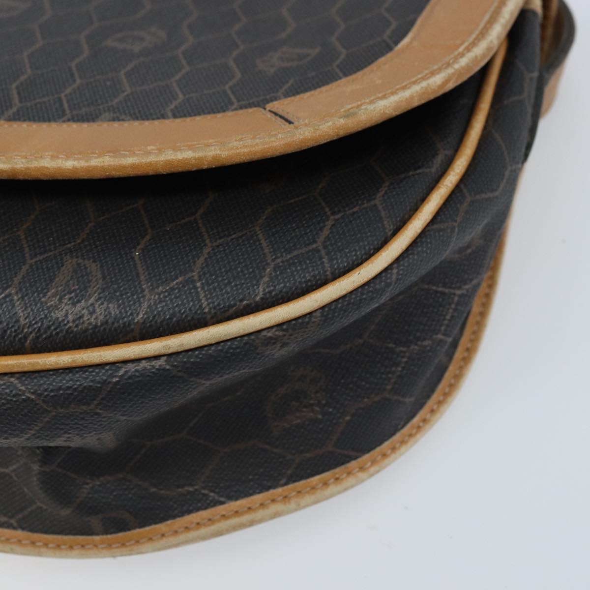 Christian Dior Honeycomb Canvas Shoulder Bag PVC Black Gold Auth 172089
