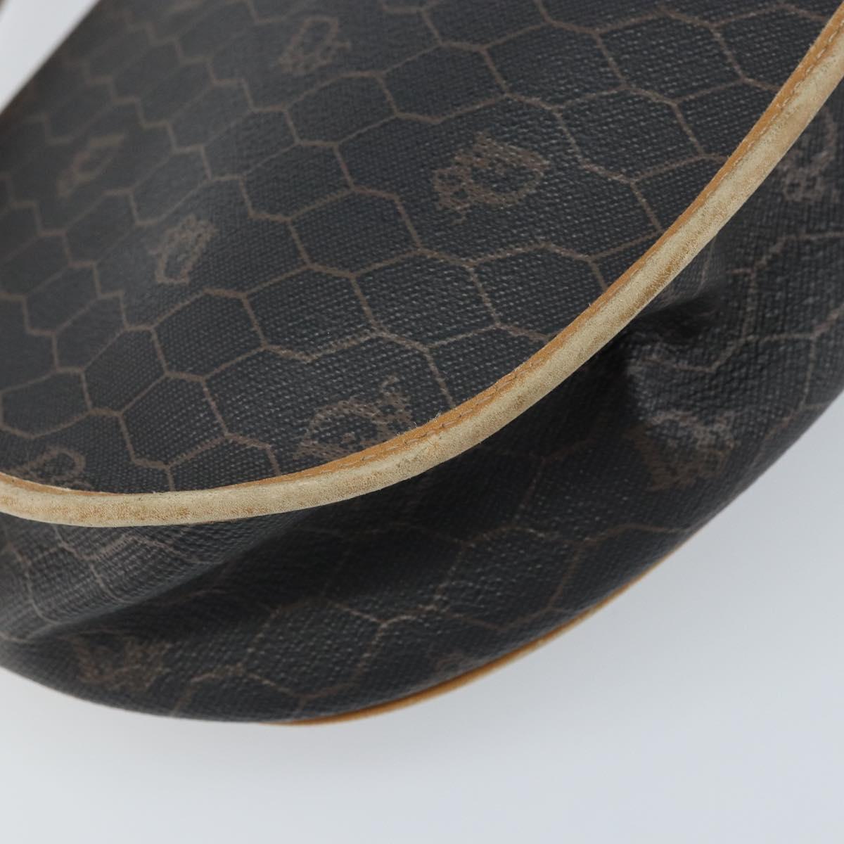 Christian Dior Honeycomb Canvas Shoulder Bag PVC Black Gold Auth 172089