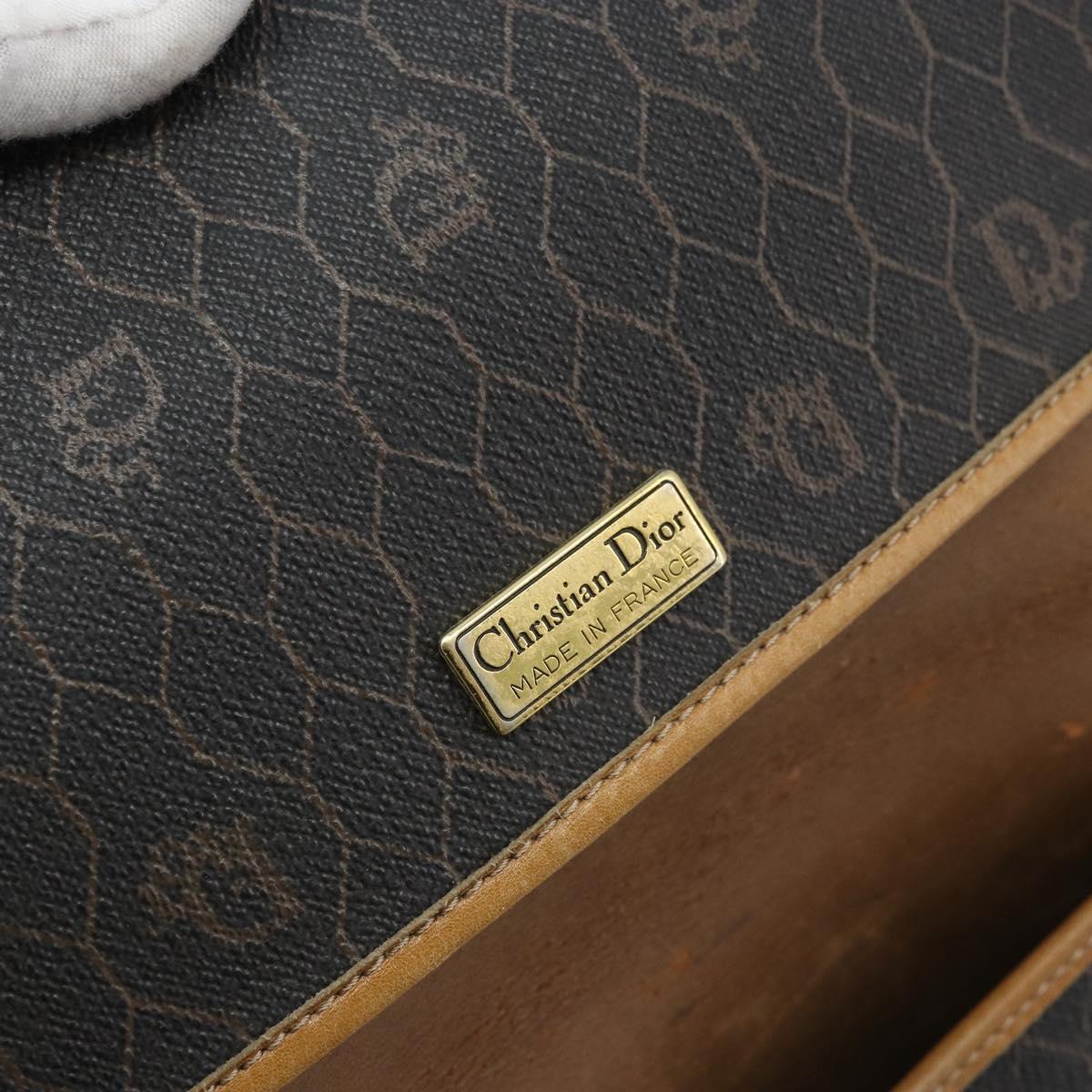 Christian Dior Honeycomb Canvas Shoulder Bag PVC Black Gold Auth 172089