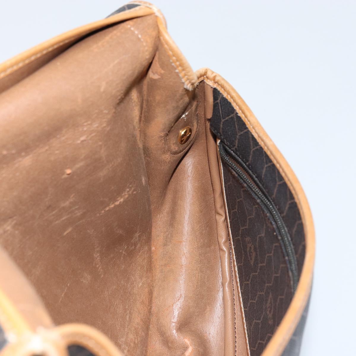 Christian Dior Honeycomb Canvas Shoulder Bag PVC Black Gold Auth 172089