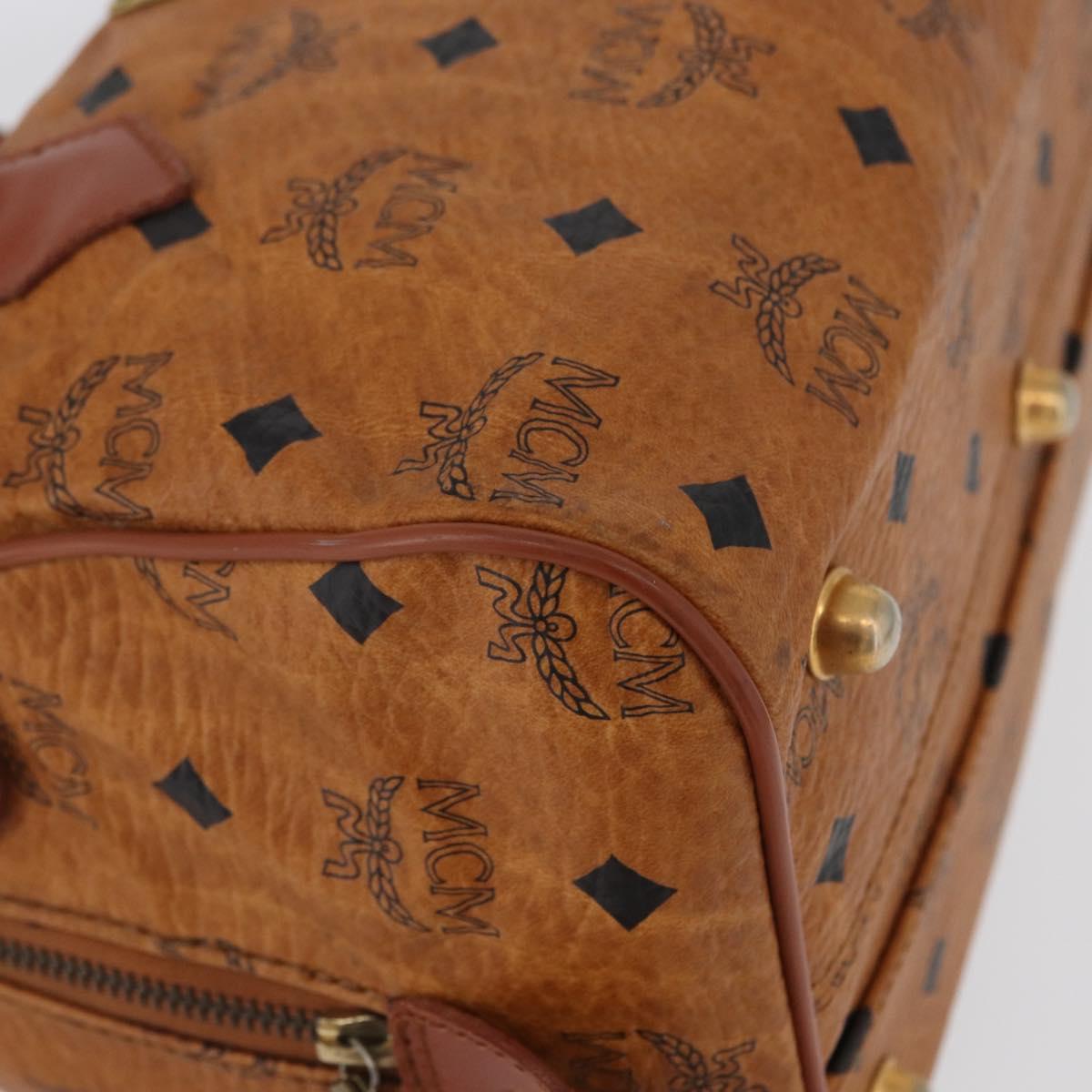 MCM Vicetos Logogram Hand Bag PVC Leather Brown Gold Auth 172090