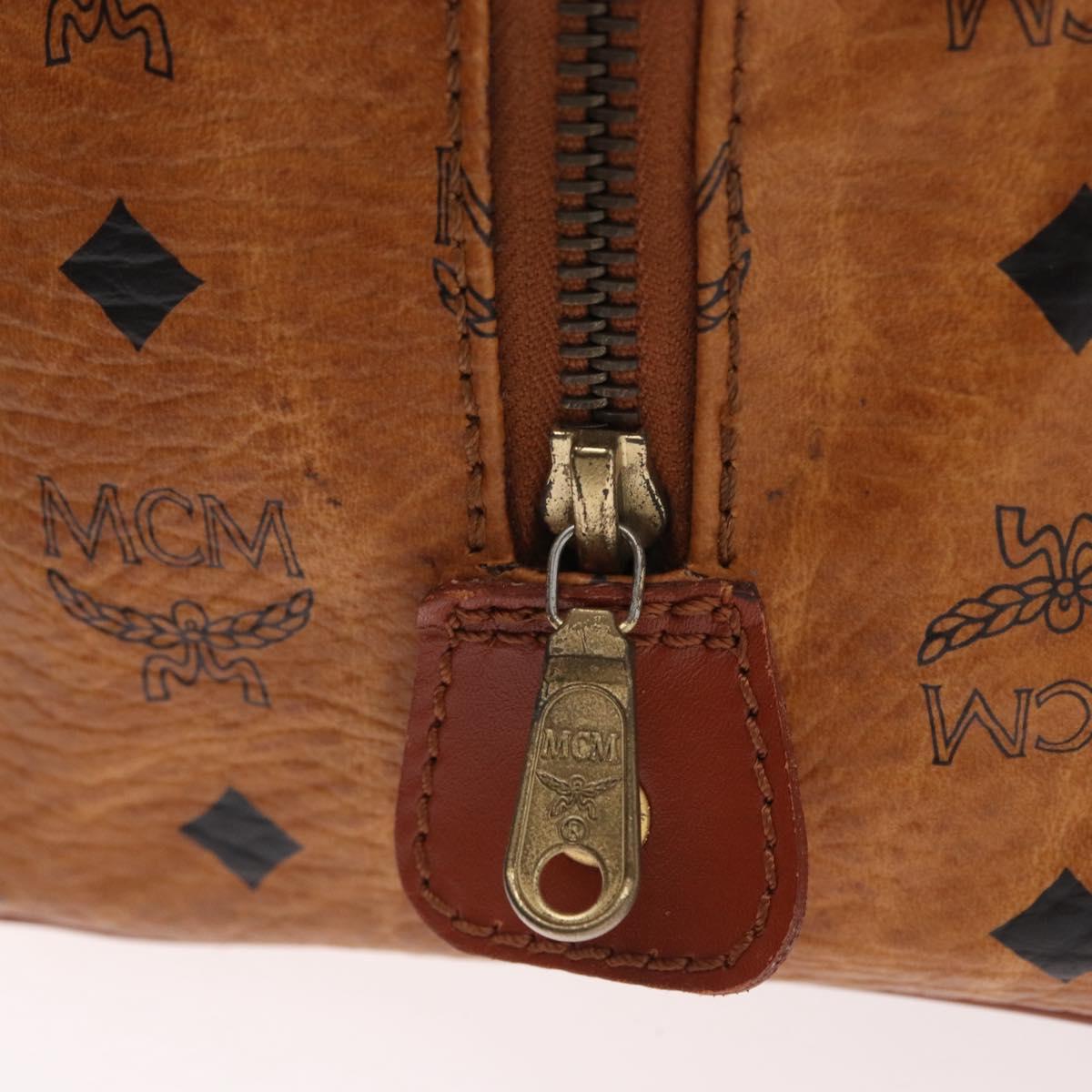MCM Vicetos Logogram Hand Bag PVC Leather Brown Gold Auth 172090