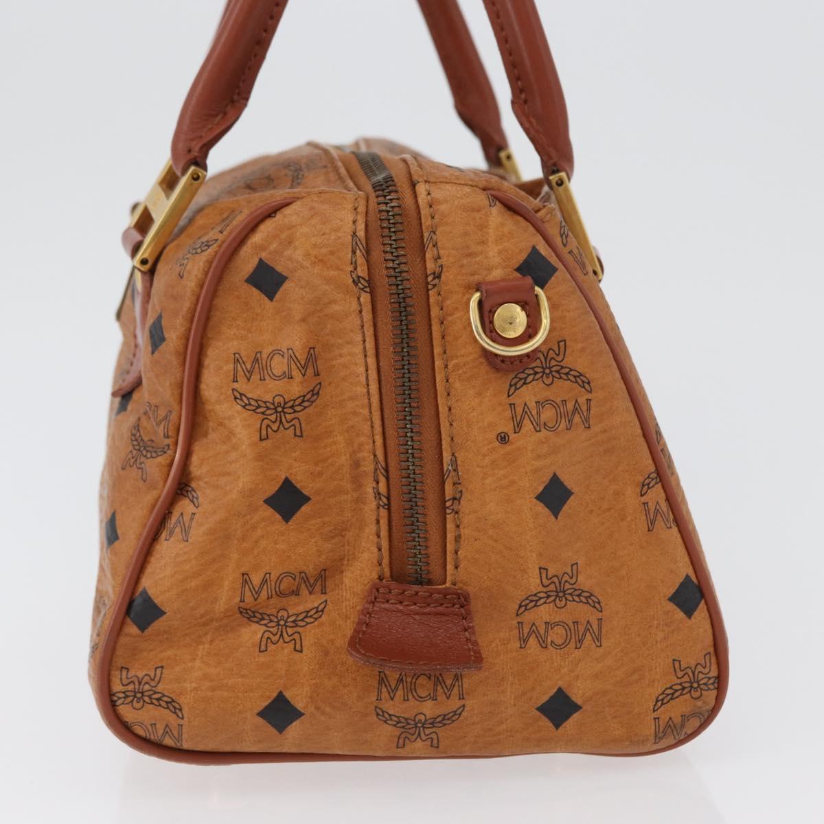MCM Vicetos Logogram Hand Bag PVC Leather Brown Gold Auth 172090